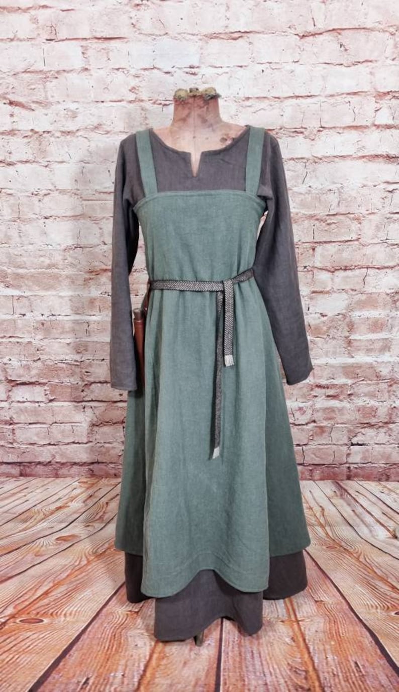 Viking Linen Dress Brown Used Look Underdress Medieval - Etsy