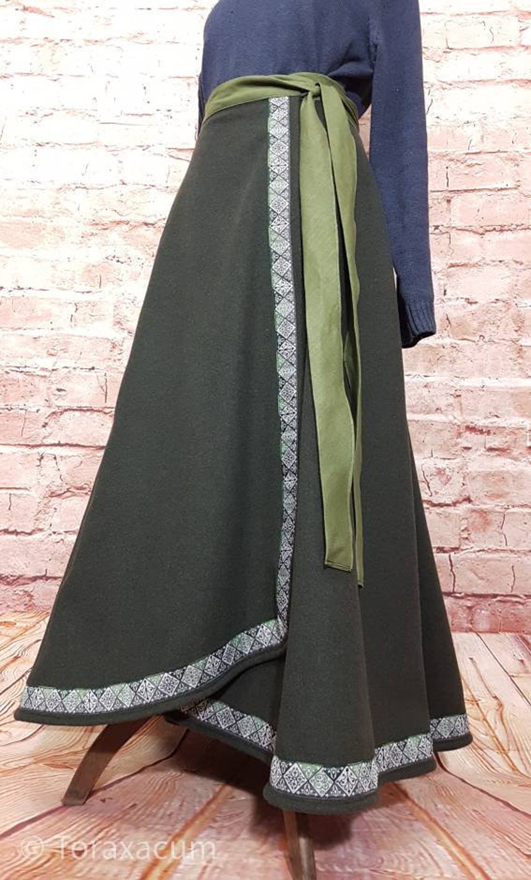 Riding Skirt Wool Olive With Border Wrap Skirt Long Skirt - Etsy