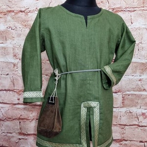 Green Tunic for Knights and Vikings, Linen Tunic for Children, Medieval ...