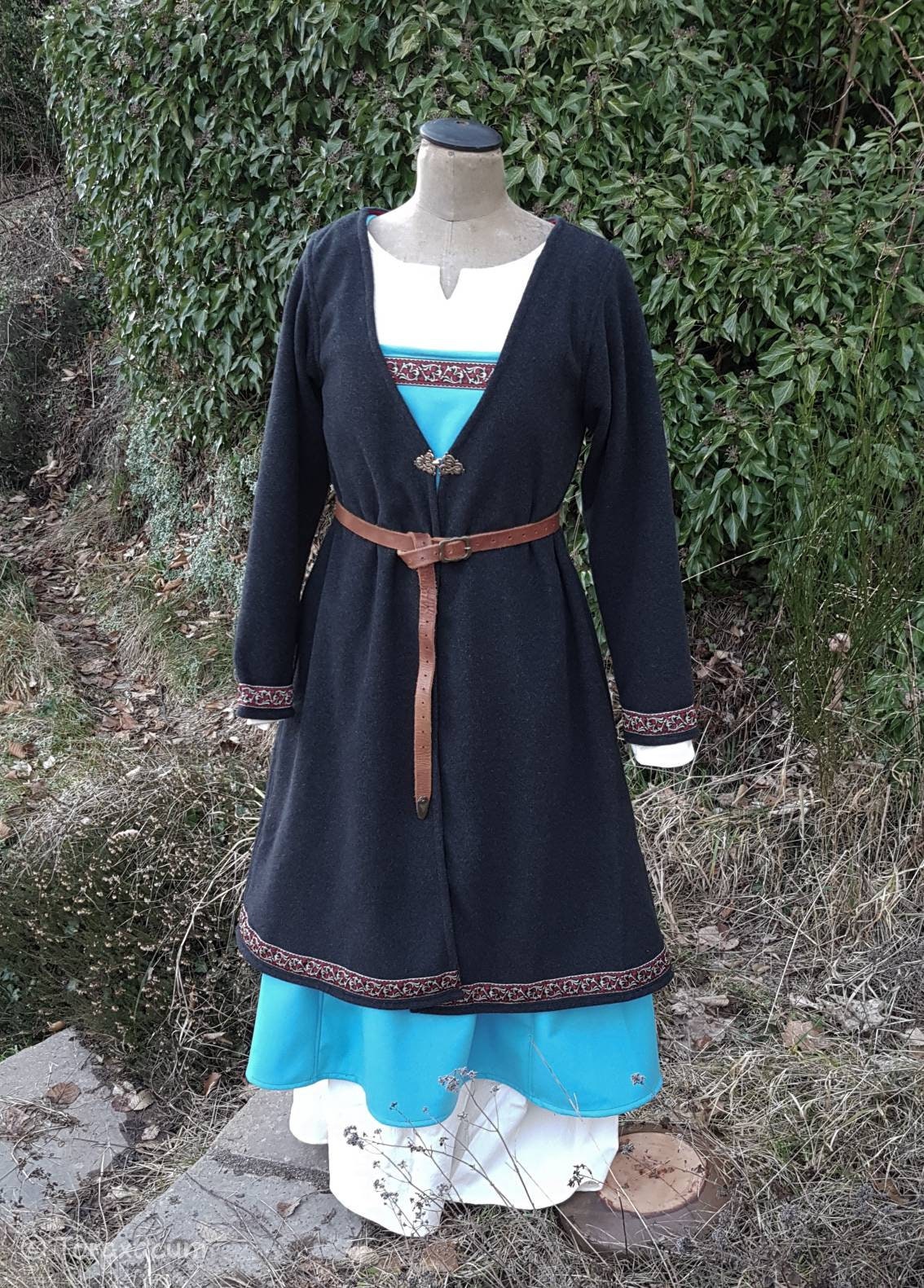 Viking Coat Anthracite Kaftan Wool Dark Grey Women Medieval | Etsy