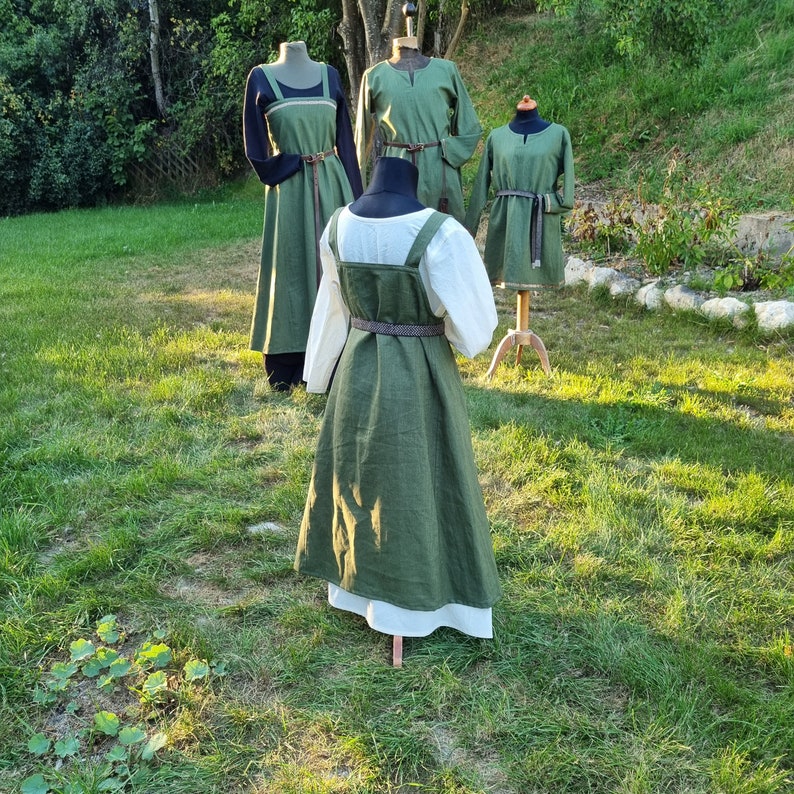 Robe tablier pour filles vikings vert olive, surrobe médiévale, tablier Wiki enfant, LARP, SCA, Toraxacum image 6