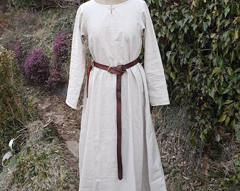 Viking linen dress, underdress medieval, linen dress natural, reenactment, cosplay, LARP, SCA, Toraxacum