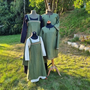 Robe tablier pour filles vikings vert olive, surrobe médiévale, tablier Wiki enfant, LARP, SCA, Toraxacum image 2