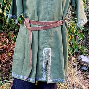 Tunica di lino per cavalieri e vichinghi, tunica per bambini verde oliva, costume medievale, elfi e ranger, LARP, SCA, Cosplay, Toraxacum