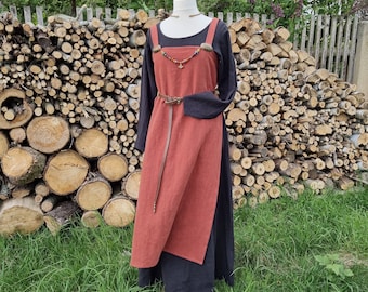 Robe tablier Viking en lin, overdress look usé, robe médiévale, tablier Wiki, LARP, SCA, Toraxacum