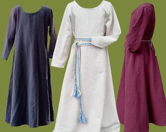 Kinder Mittelalter Kleid in verschiedenen Farben, Wikinger Kleidung Mädchen, Unterkleid LARP, SCA, Cosplay, Toraxacum |Uk-Ki-Lst|