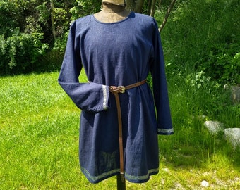 Tunique viking, tunique médiévale, chemise bleu foncé, costume cosplay, Toraxacum