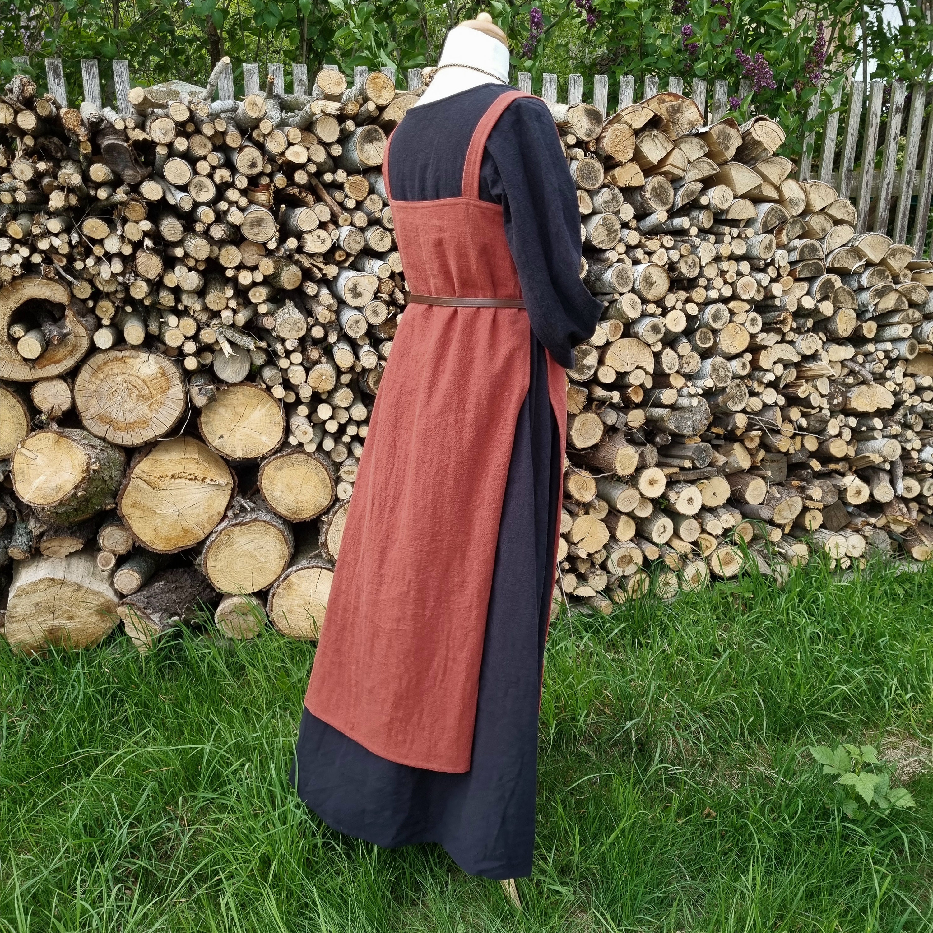 Viking Apron Dress Linen Overdress Used Look Medieval Dress Wiki Apron LARP SCA Toraxacum Etsy