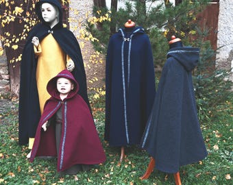 Kinder Umhang mit runder Kapuze und keltischer Borte, Cape für Kinder, Mittelalter und Wikinger, Toraxacum