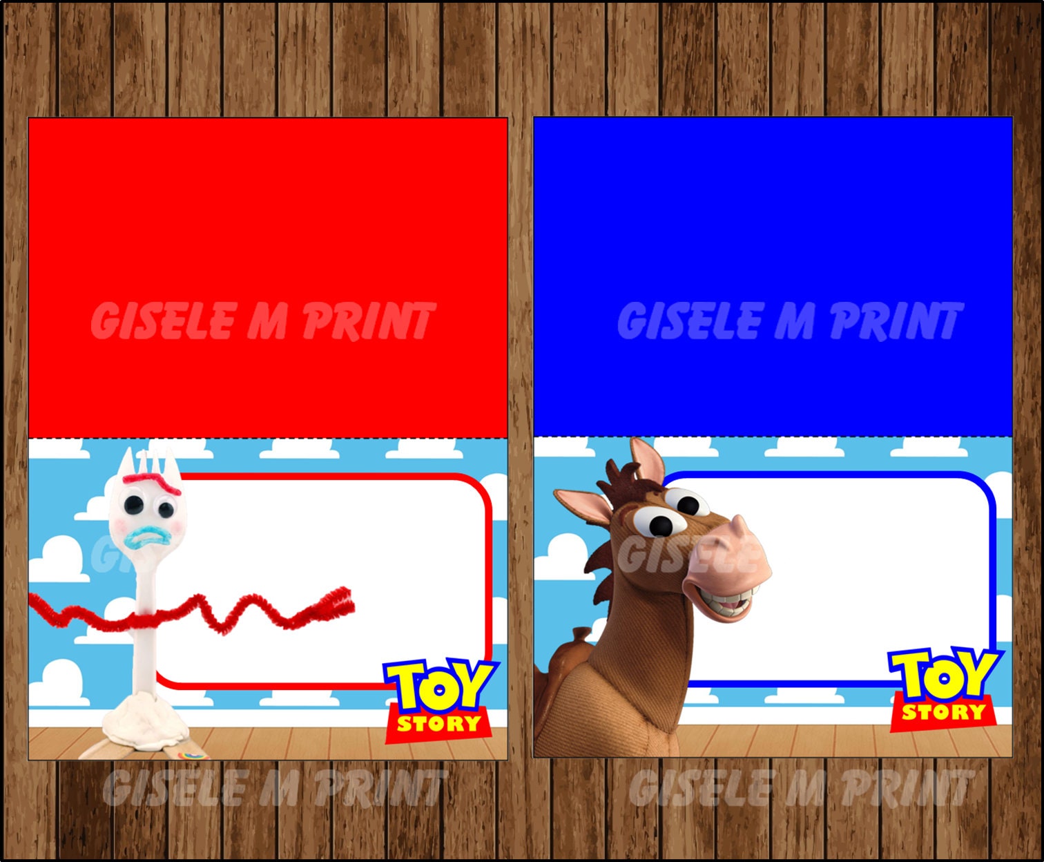 Toy Story Plates 48pcs Cartoon Story Food Labels Signs,