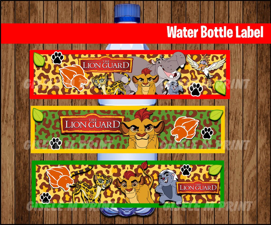 Lion Guard Water Bottle Label Printable Lion Guard Water | Etsy