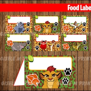 Etiquetas de comida da Guarda do Leão, cartões de barraca de comida da Guarda do Leão para impressão, cartões de comida para festa da Guarda do Leão, download instantâneo