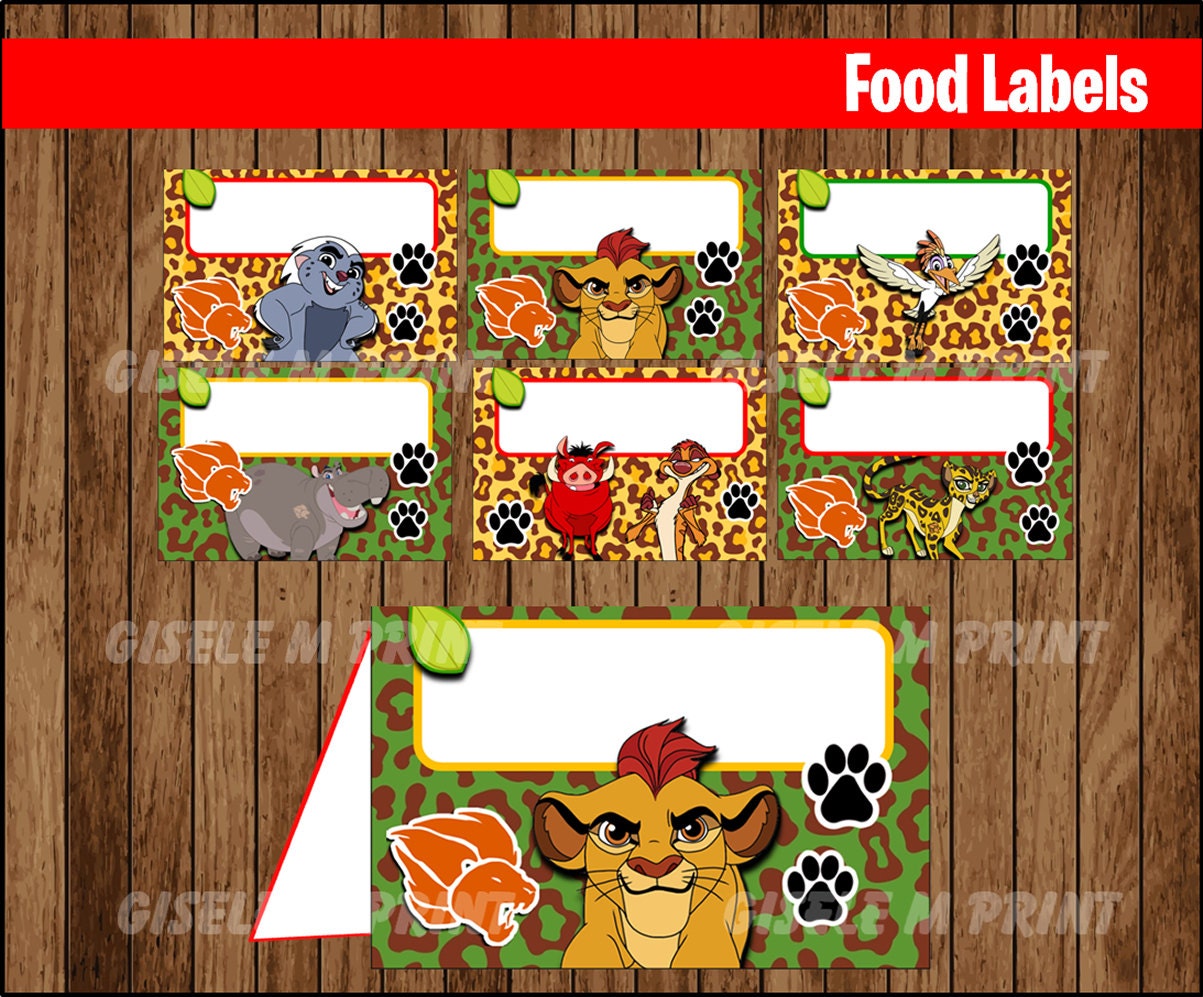 Lion Guard Food Labels Printable Lion Guard food tent cards | Etsy