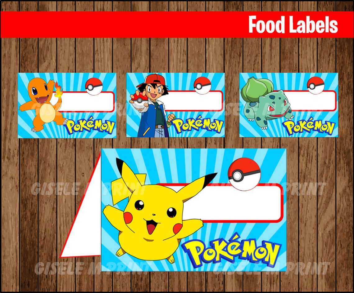 Pokemon Food Labels Printable Pokemon food tent cards | Etsy