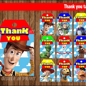 Toy Story 4 Thank You tags, Printable Toy Story gift tags, Toy Story party Thank You tags instant download
