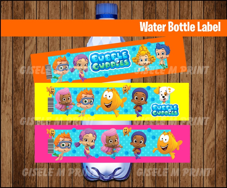Bubble Guppies Water Bottle Label Printable Bubble Guppies Etsy
