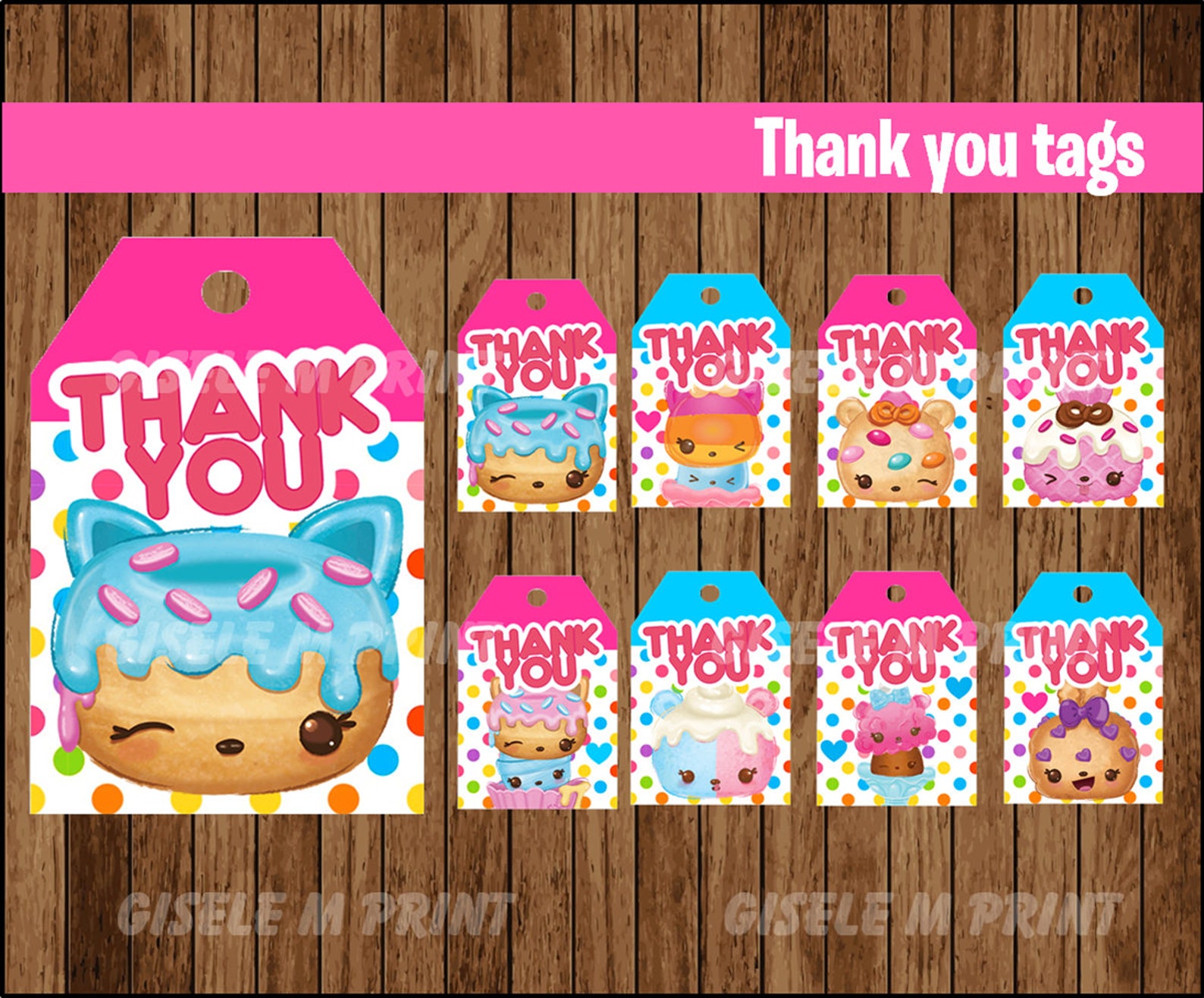 Num Noms Thank You Tags Printable Num Noms Gift Tags Num | Etsy
