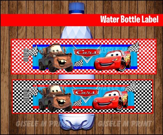 cars water bottle label printable cars water labels cars etsy