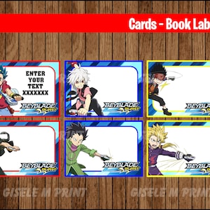Beyblade burst Carte stampabili, tag, etichette di libri, adesivi, carte per bambini, etichette regalo, etichettatura, scrapbooking DOWNLOAD IMMEDIATO MODIFICABILE