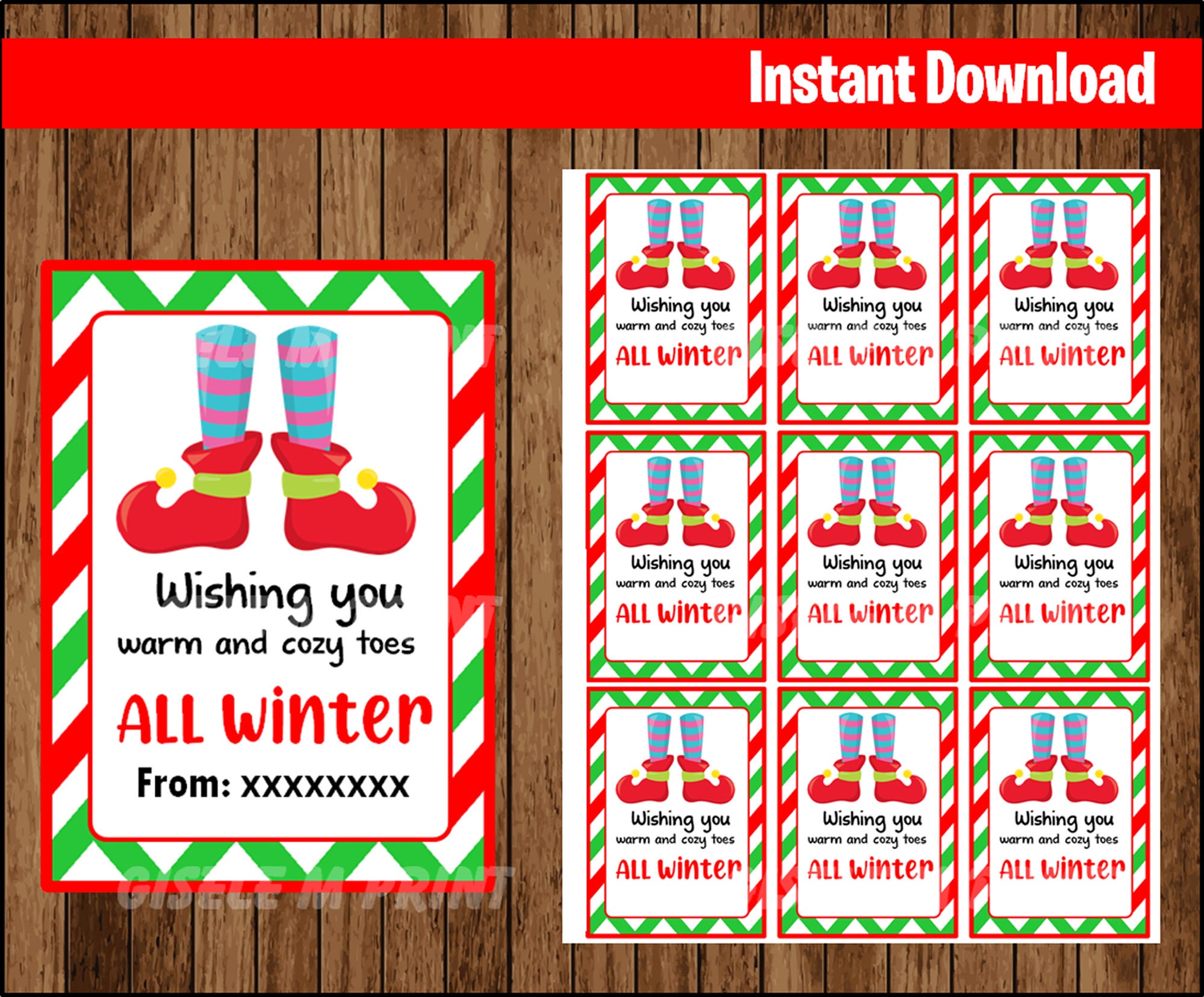 Christmas Sock Gift Tag Christmas Socks Tag Socks Tag Etsy Nederland