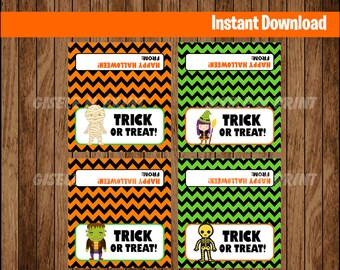 Halloween Leckerli Beutel - Halloween Beutel Topper - Halloween Geburtstag Taschendeckel - Halloween Beutel Etiketten - Halloween Treat tags