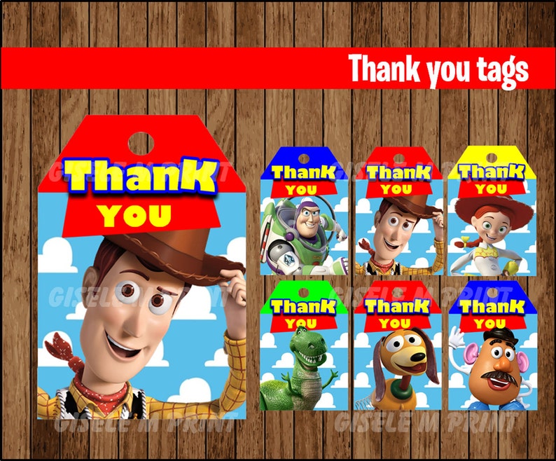 Toy Story Thank You Tags Printable Toy Story Gift Tags Toy Etsy