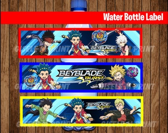 etiquetas de botellas de agua beyblade burst, etiquetas de botellas de agua beyblade burst diy, plantilla de etiquetas de botellas de agua beyblade burst imprimible