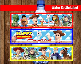 Etiqueta de botella de agua de Toy Story 4, etiquetas de agua de Toy Story imprimibles, descarga instantánea de agua de fiesta de Toy Story