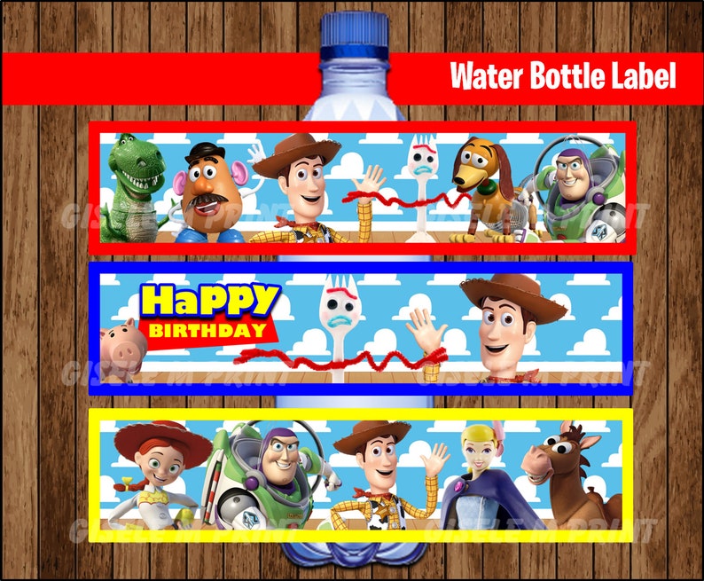 Toy Story 4 Water Bottle Label, Printable Toy Story Water labels, Toy Story party Water instant download image 1