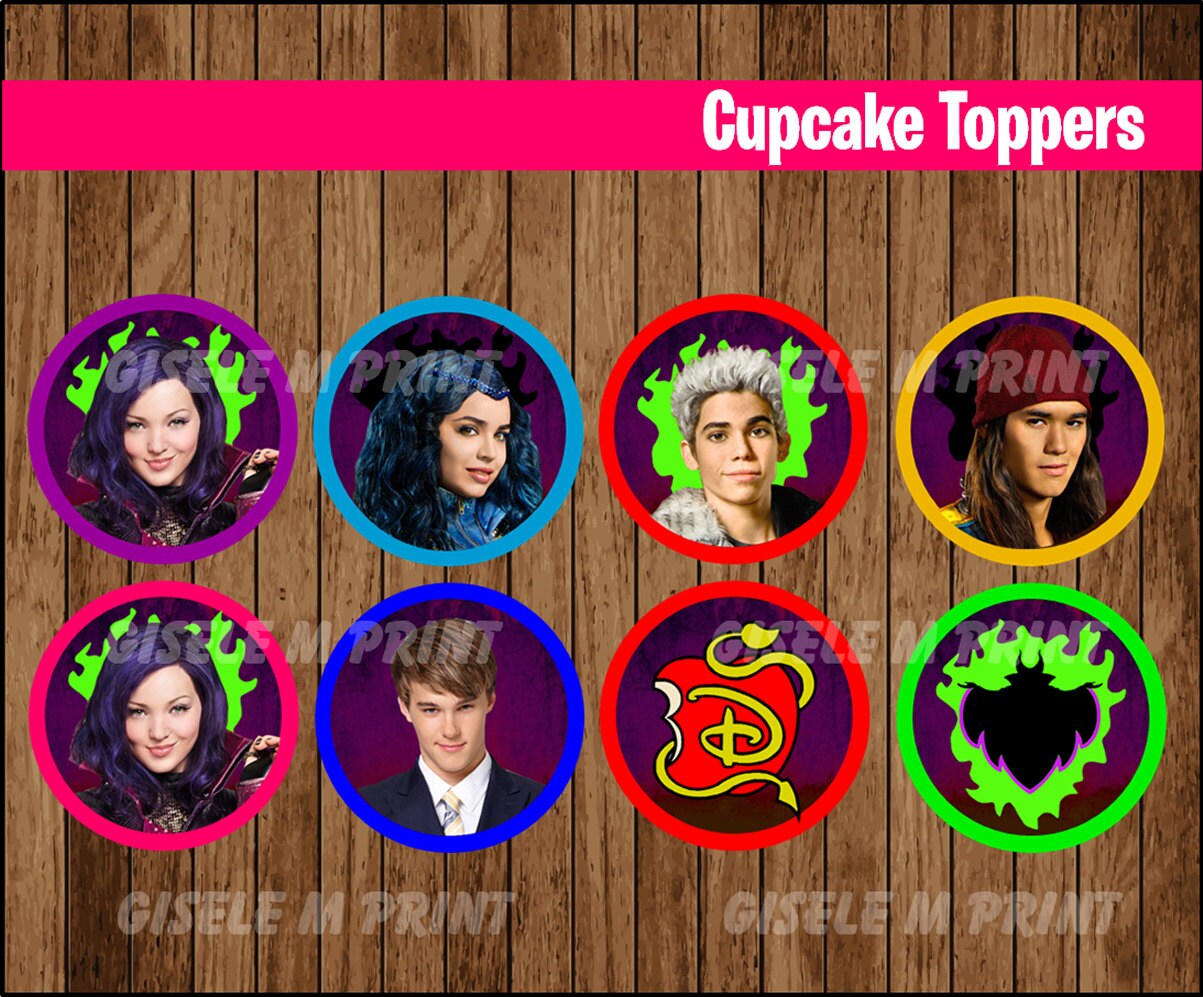 descendants-cupcakes-toppers-printable-descendants-toppers-descendants-party-toppers-instant-download-etsy