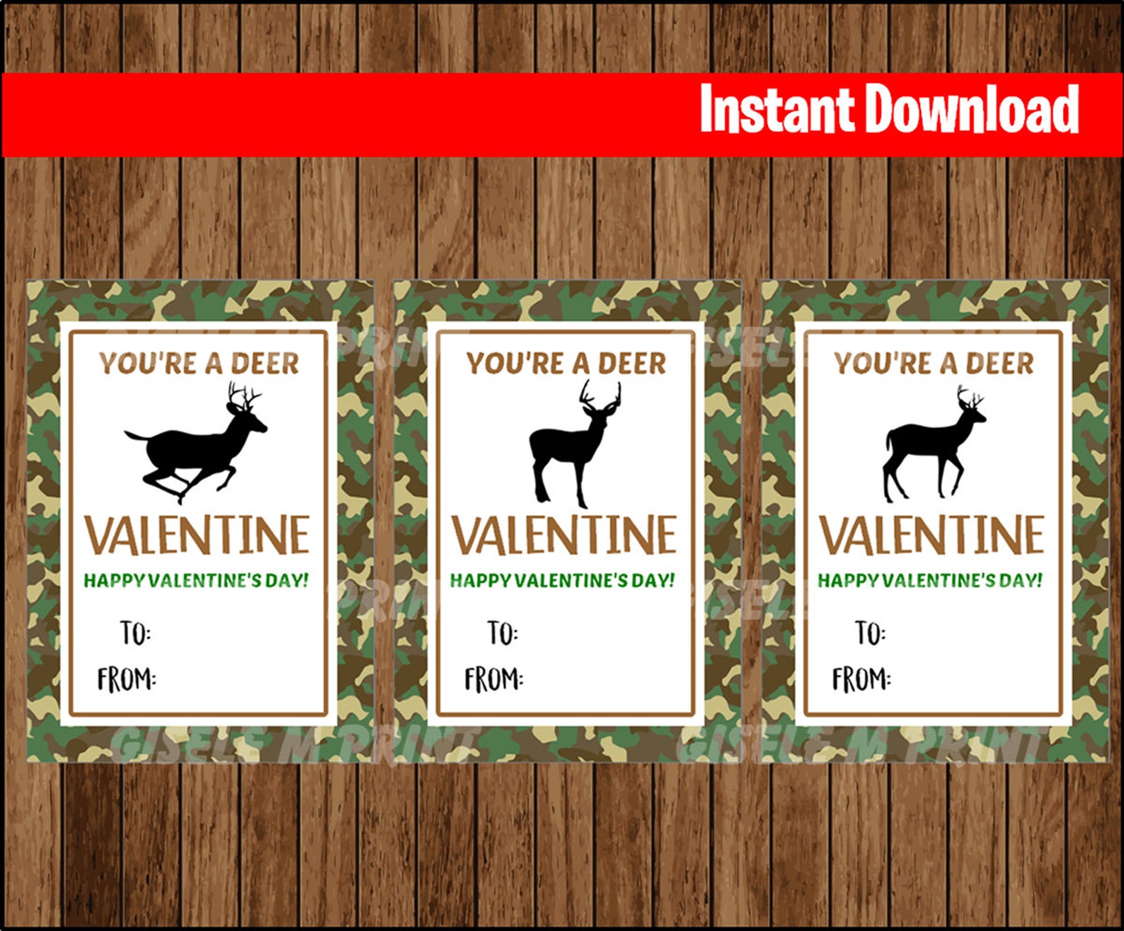 Deer VALENTINES Cards PRINTABLE Valentine Cards Deer | Etsy
