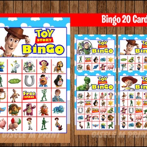 Toy Story Bingo Spiel 20 Karten sofortiger Download, Printable Toy Story Partyspiel, Toy Story Bingo Spiel