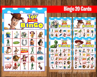 Toy Story Bingo gioco 20 carte download istantaneo, gioco di società Toy Story stampabile, gioco Toy Story Bingo