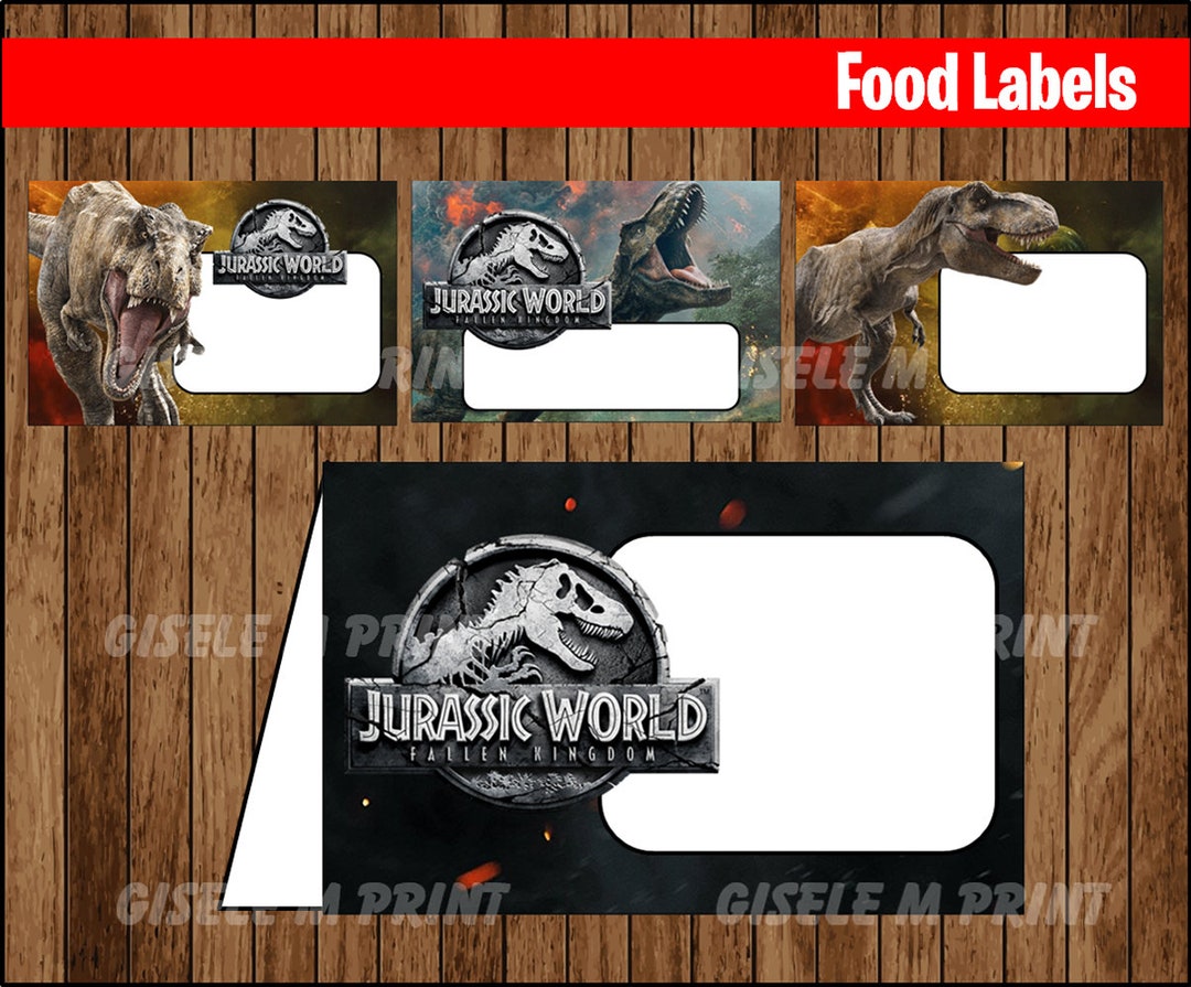 Jurassic World 2 Food Labels, Printable Jurassic World Food Tent Cards ...
