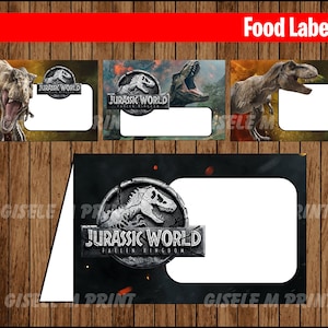 Jurassic world 2 Food Labels, Printable Jurassic world food tent cards, Dinosaur party food cards instant download