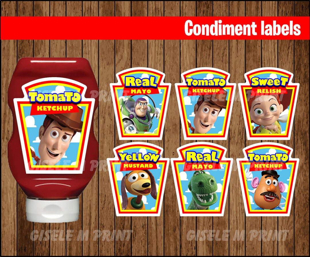 Toy Story Condiments Label, Printable Toy Story Condiments Label, Toy