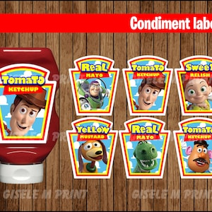 Toy Story Condiments Label, Printable Toy Story Condiments Label, Toy Story party Condiments Label instant download
