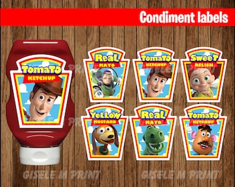 Toy Story Condiments Label, Printable Toy Story Condiments Label, Toy Story party Condiments Label instant download