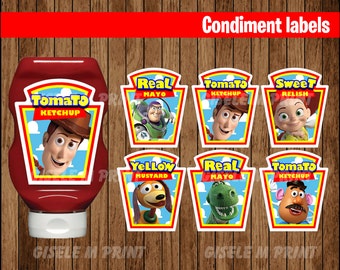 Toy Story Condiments Label, Printable Toy Story Condiments Label, Toy Story party Condiments Label instant download