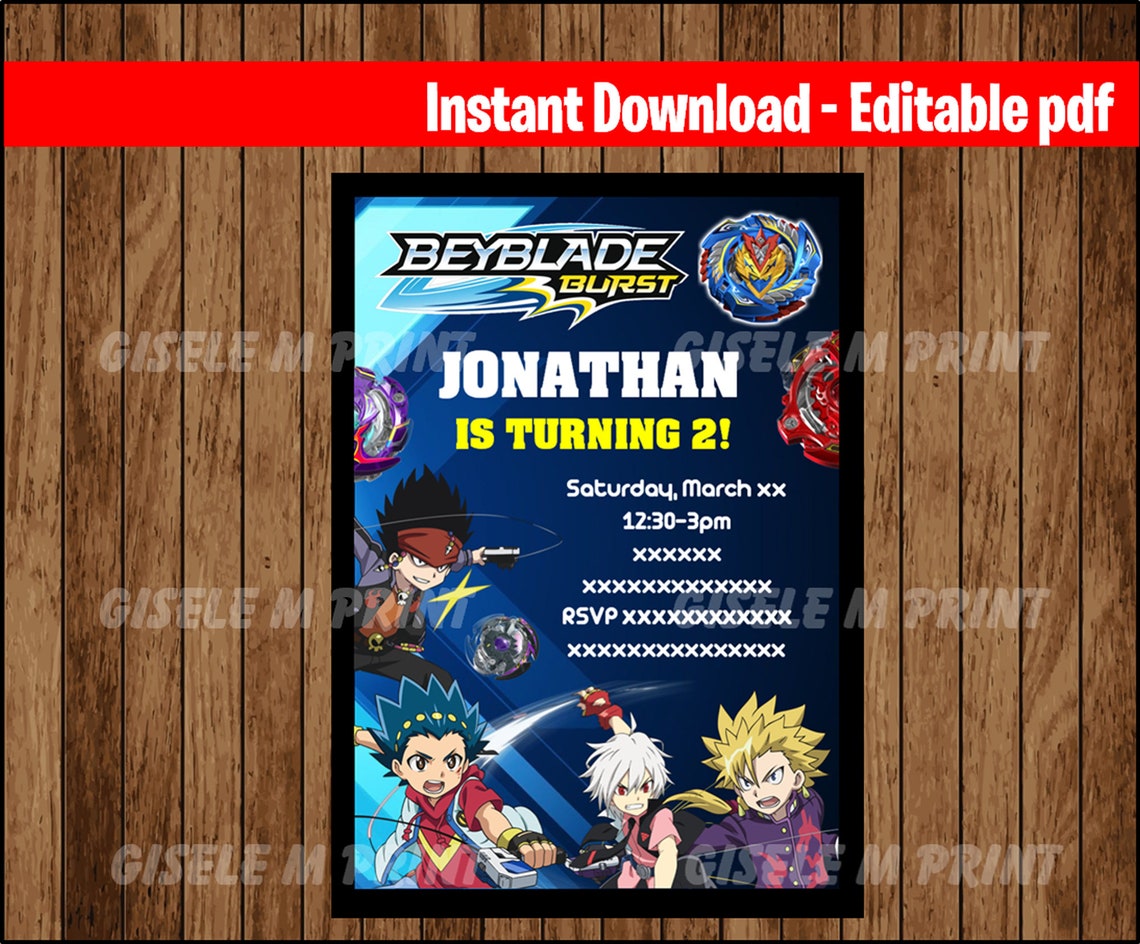 Printable Beyblade Party Invitation Beyblade Birthday - Etsy Australia