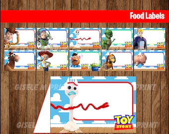 Toy Story 4 Food Labels, Printable Toy Story food tent cards, Toy Story party food cards instant download