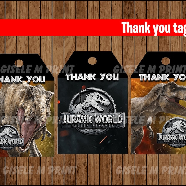 Jurassic World Thank You Card - Etsy