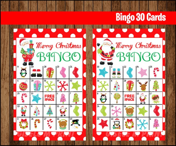 30 Free Printable Christmas Bingo Cards