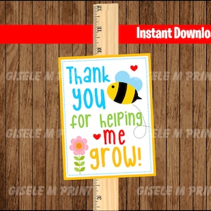 Danke, dass du mir geholfen hast, zu wachsen Schild, druckbare PDF, sofortiger Download
