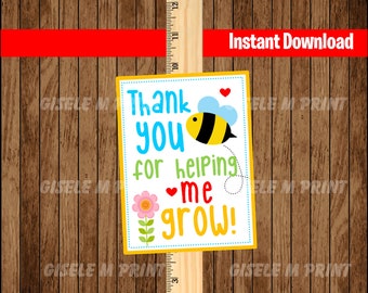 Teacher Appreciation, Thank You for Helping ME Grow Sign, Printable PDF, Instant Download