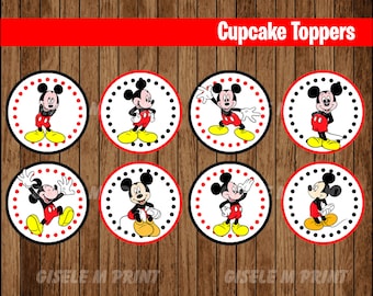 Mickey Mouse Cupcakes Toppers, druckbare Mickey Mouse Toppers, Mickey Party Toppers sofortiger download