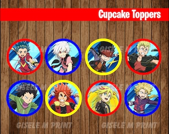 beyblade burst cupcakes toppers, beyblade burst Birthday Toppers, beyblade burst Party Toppers, instant download