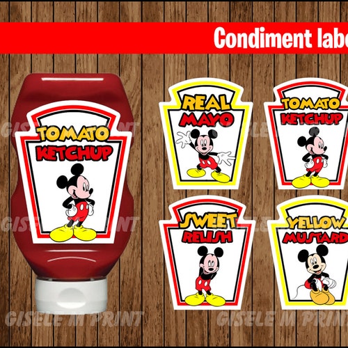 Mickey Mouse Condiments Label Printable Mickey Mouse - Etsy