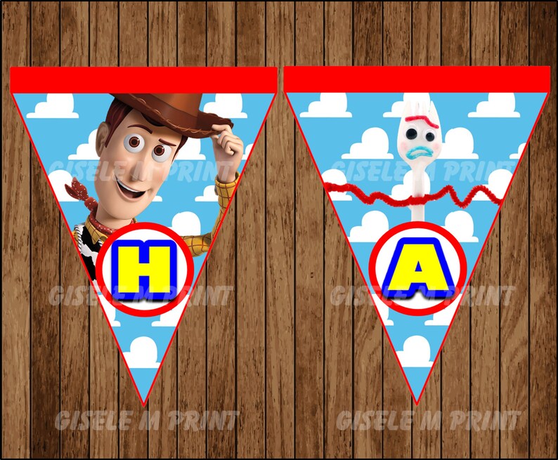 Toy Story Banner 4, Printable Toy Story Triangle Banner, Toy Story party Banner instant download image 2