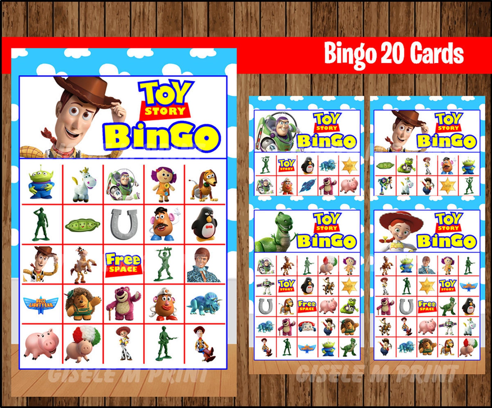 Toy Story Bingo Game 30 Cards Instant Download Printable Toy Etsy UK